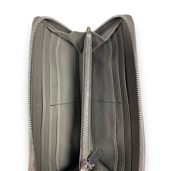 New J.Crew Continental Zip Around Wallet Grey Leather Studded Large 8 Card Slots - Picture 7 of 10